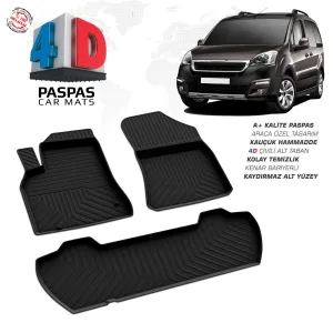Peugeot Partner Tepee 4D Araca Özel Havuzlu Kauçuk Paspas 2008-2018 90 HPDRS Tuning kalitesiyle tanışın! Özel olarak Peugeot  model araçlar için üretilen bu ürü