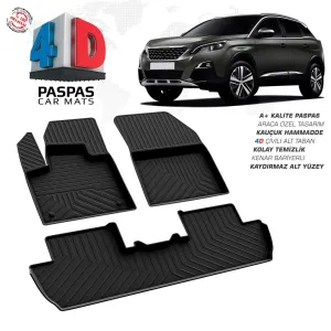 Peugeot 3008 GT-Line 4D Araca Özel Havuzlu Kauçuk Paspas 2016 ve ÜzeriDRS Tuning kalitesiyle tanışın! Özel olarak Peugeot  model araçlar için üretilen bu ürün, 