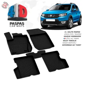 Dacia Sandero 2 4D Araca Özel Havuzlu Kauçuk Paspas 2013-2020DRS Tuning kalitesiyle tanışın! Özel olarak Dacia  model araçlar için üretilen bu ürün, otomobilini