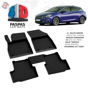 Opel Astra K 4D Araca Özel Havuzlu Kauçuk Paspas 2015 ve ÜzeriDRS Tuning kalitesiyle tanışın! Özel olarak Opel  model araçlar için üretilen bu ürün, otomobilini