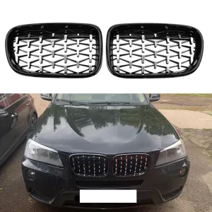 BMW X3 2010-2017 (F25) uyumlu F25 Ön Panjur Böbrek Parlak Siyah Çerçeveli Krom Diamond Model 2011-2013 modelleri DRS Tuning'de. Kaliteli malzeme, hızlı kargo