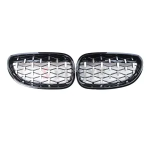 S-Dizayn Bmw 5 Serisi E60/E61 Ön Panjur Böbrek Parlak Siyah Çerçeveli Krom Diamond Model 2003-2009 thumb 3