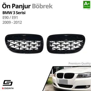 S-Dizayn Bmw 3 Serisi E90/E91 Ön Panjur Böbrek Parlak Siyah Piano Black Diamond Model 2009-2012 thumb 2