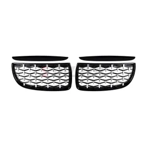 S-Dizayn Bmw 3 Serisi E90/E91 Ön Panjur Böbrek Parlak Siyah Çerçeveli Krom Diamond Model 2005-2008 thumb 3