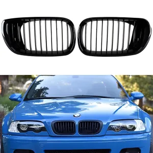 BMW 3 Serisi 1997-2006 (E46) uyumlu E46 Ön Panjur Böbrek Parlak Siyah Piano Black Düz Model 2002-2005 modelleri DRS Tuning'de. Kaliteli malzeme, hızlı kargo ve