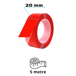 S-Dizayn Çift Taraflı Bant 20mm x 5 Metre Şeffaf Silikon VHB Bant 30'lu Koli A+Kalite thumb 2
