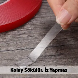 S-Dizayn Çift Taraflı Bant 20mm x 5 Metre Şeffaf Silikon VHB Bant 30'lu Koli A+Kalite thumb 3