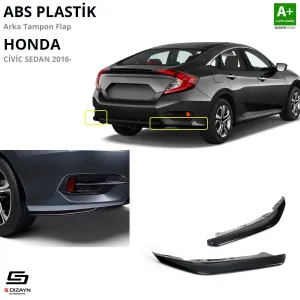 Honda Civic 2015-2021 (FC5) uyumlu FC5 ABS Plastik Arka Tampon Flap Parlak Siyah 2016-2021 A+Kalite modelleri DRS Tuning'de. Kaliteli malzeme, hızlı kargo ve