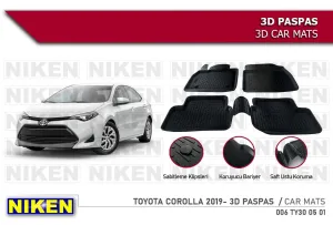 Toyota Corolla -2019 için Uyumlu 3D PaspasDRS Tuning kalitesiyle tanışın! Özel olarak Toyota  model araçlar için üretilen bu ürün, otomobilinizin hatlarına spor