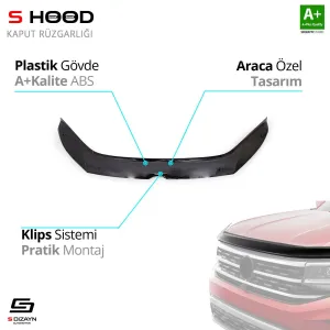 S-Dizayn Volkswagen Uyumlu Caddy ABS Plastik Kaput Rüzgarlığı 2010-2015 A+Kalite ParçaDRS Tuning kalitesiyle tanışın! Özel olarak Volkswagen  model araçlar için