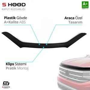 S-Dizayn Kia Uyumlu Sorento ABS Plastik Kaput Rüzgarlığı 2016-2020 A+Kalite ParçaDRS Tuning kalitesiyle tanışın! Özel olarak Kia  model araçlar için üretilen bu