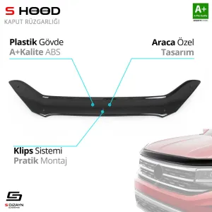 S-Dizayn Hyundai Uyumlu Getz ABS Plastik Kaput Rüzgarlığı 2006-2011 A+Kalite ParçaDRS Tuning kalitesiyle tanışın! Özel olarak Hyundai  model araçlar için üretil