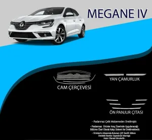 Renault Megane Uyumlu 4 Cam Çerçevesi-Yan Çamurluk-Ön Panjur Çıtası Set Parça Megane 4 (2016+)DRS Tuning kalitesiyle tanışın! Özel olarak Renault  model araçlar