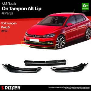 Volkswagen Polo 2017-Günümüz (AW) uyumlu 6 ABS Plastik Ön Tampon Alt Lip Siyah Ekli 4 Parça. 2017 Üzeri A+Kalite Parça modelleri DRS Tuning'de. Kaliteli