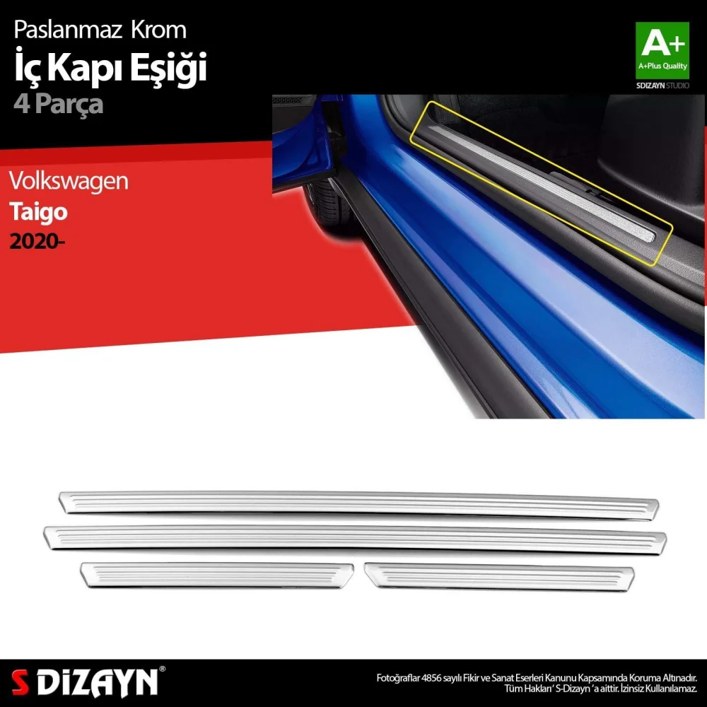 Volkswagen Taigo Uyumlu Krom İç Kapı Eşiği 4 Parça. 2020 Üzeri Parça