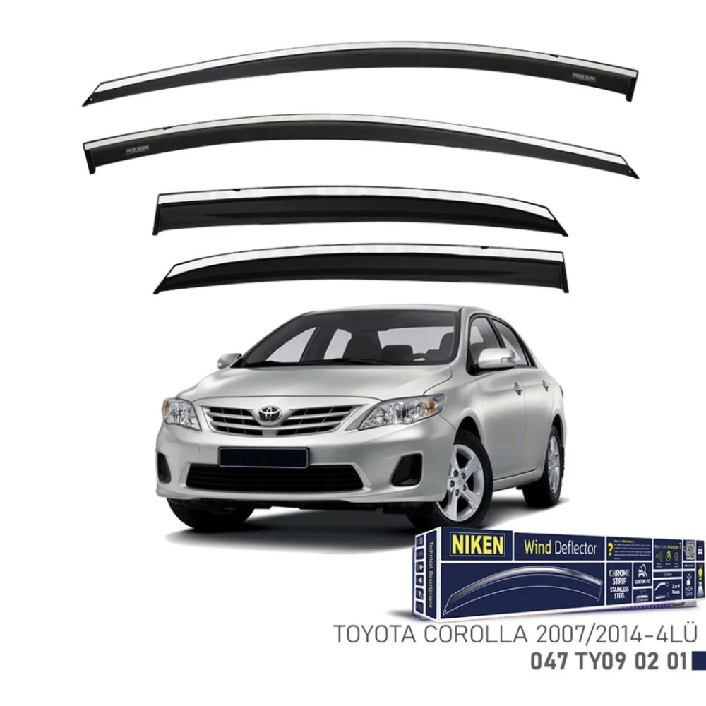 Niken Toyota Uyumlu Corolla 2007-2014 Kromlu Cam Rüzgarlığı 4Lü Parça