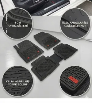 Safir Hyundai Uyumlu Getz Havuzlu Universal Paspas Krom Siyah Parça thumb 3