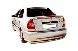 Hyundai Accent 1999-2005 (LC) uyumlu Spoiler Bagaj Yüksek (Işıklı) Fiber 2000-2003 modelleri DRS Tuning'de. Kaliteli malzeme, hızlı kargo ve güvenli