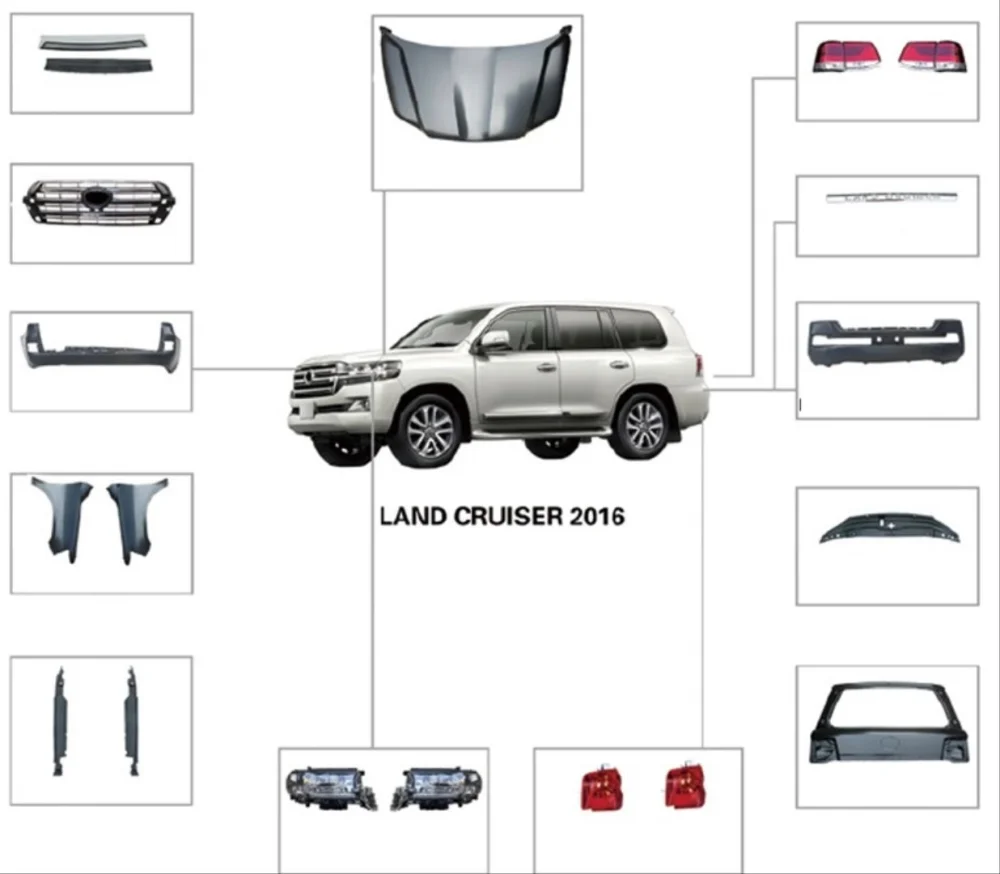 Land Cruiser Uyumlu 2008-2015 İçin Facelift Body Kit (2016+ Görünüm)