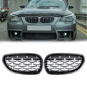 Bmw 5 Uyumlu Serisi E60 2004-2009 Diamond Panjur(Böbrek) Krom Çerçeve thumb 3