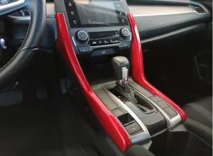 Honda Civic Uyumlu Fc5 2016-2020 Vites Konsol Çıta Kaplama- KırmızıDRS Tuning kalitesiyle tanışın! Özel olarak Honda  model araçlar için üretilen bu ürün, otomo