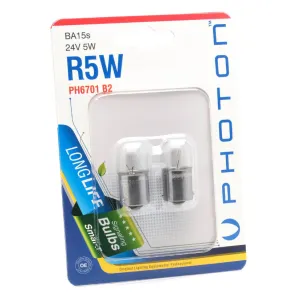 Photon uyumlu Blister R5W 24V 2'Li Blister modelleri DRS Tuning'de. Kaliteli malzeme, hızlı kargo ve güvenli alışverişle hemen inceleyin.