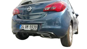 Opel Corsa 2006-2014 (D) uyumlu E (2014-Sonrası) Egzoz Görünümlü Arka Tampon Eki - Difüzör (Plastik) modelleri DRS Tuning'de. Kaliteli malzeme, hızlı kargo ve