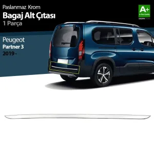 S-Dizayn Peugeot Partner 3 Krom Bagaj Alt Çıtası 2019 ÜzeriAraca &Ouml;zel Krom Aksesuar&Uuml;r&uuml;n &Ouml;zellikleri:Krom &uuml;r&uuml;nler ara&ccedil; &uuml