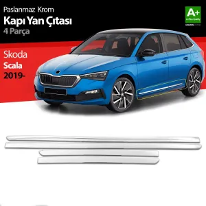 S-Dizayn Skoda Scala Krom Kapı Yan Çıtası 4 Prç 2019 ÜzeriNot: Kapı &Ccedil;ıtası bulunmayan ara&ccedil;larda, yan kapı b&ouml;l&uuml;mlerine aracın kaportasına