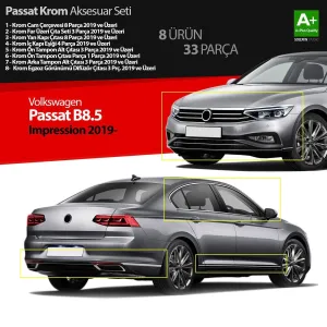 S-Dizayn VW Passat B8.5 Impression Krom Aksesuar Seti 33 Parça S Dizayn A+Kalite
VW Passat B8.5 Impression Krom Aksesuar Seti S Dizayn A+Kalite
2019 Model Üzeri