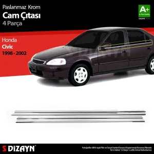 S-Dizayn Honda Civic Krom Cam Çıtası 4 Prç 1998-2002Araca &Ouml;zel Krom Aksesuar&Uuml;r&uuml;n &Ouml;zellikleri:Krom &uuml;r&uuml;nler ara&ccedil; &uuml;zerind