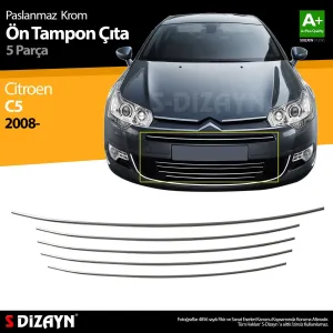 S-Dizayn Citroen C5 Krom Ön Tampon Çıtası 5 Prç 2008-2017Araca &Ouml;zel Krom Aksesuar&Uuml;r&uuml;n &Ouml;zellikleri:Krom &uuml;r&uuml;nler ara&ccedil; &uuml;z