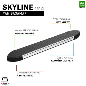 S-Dizayn Land Rover Range Rover Sport 2 Skyline Krom Yan Basamak 193 Cm 2013-2022 A+ Kalite thumb 1