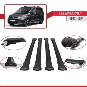Volkswagen Caddy 2020 ve Sonrası ile uyumlu FLY Model Ara Atkı Tavan Barı SİYAH 4 ADET BAR thumb 4