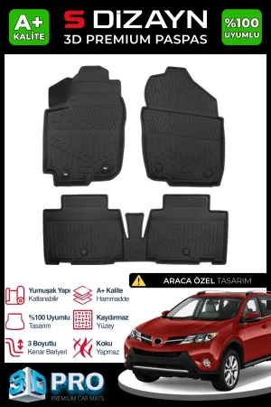 Toyota RAV4 2012-2018 (XA40) uyumlu 3D Pro Havuzlu Paspas 2013-2018 A+ Kalite modelleri DRS Tuning'de. Kaliteli malzeme, hızlı kargo ve güvenli alışverişle
