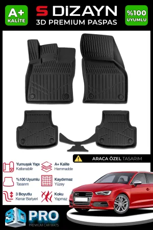Audi A3 2020-Günümüz (8Y) uyumlu 3D Pro Havuzlu Paspas 2020 Üzeri A+ Kalite modelleri Oto Aksesuar Shop'de. Kaliteli malzeme, hızlı kargo ve güvenli