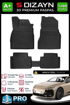 Audi A6 2018-Günümüz (C8) uyumlu E-Tron 3D Pro Havuzlu Paspas 2025 Üzeri A+ Kalite modelleri DRS Tuning'de. Kaliteli malzeme, hızlı kargo ve güvenli