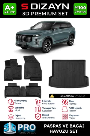 Chery Tiggo 7 uyumlu Jaecoo J7 4X4 3D Pro Havuzlu Paspas ve Bagaj Havuzu (2'li SET) 2024 Üzeri A+ Kalite modelleri Oto Aksesuar Shop'de. Kaliteli malzeme,