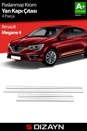 Renault Megane 2016-Günümüz uyumlu 4 Krom Yan Kapı Çıtası 4 Prç 2016 Üzeri A+ Kalite modelleri Oto Aksesuar Shop'de. Kaliteli malzeme, hızlı kargo ve güvenli