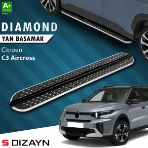 Citroen C3 Aircross 2024-Günümüz (CC24) uyumlu 2 Diamond Krom Yan Basamak 183 Cm 2024 Üzeri A+ Kalite modelleri Oto Aksesuar Shop'de. Kaliteli malzeme, hızlı