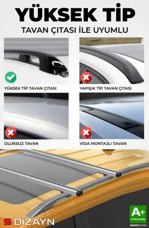 S-Dizayn Seat Alhambra S-Bar Cargo V1 Ara Atkı Tavan Taşıyıcı Barı Gri 130 Cm 2000-2010 A+ Kalite thumb 3