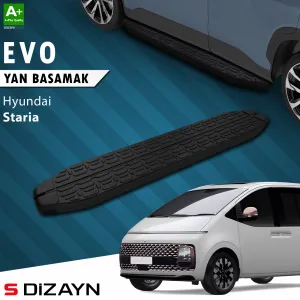 Hyundai uyumlu Staria Evo Siyah Yan Basamak 233 Cm 2021 Üzeri A+ Kalite modelleri Oto Aksesuar Shop'de. Kaliteli malzeme, hızlı kargo ve güvenli alışverişle