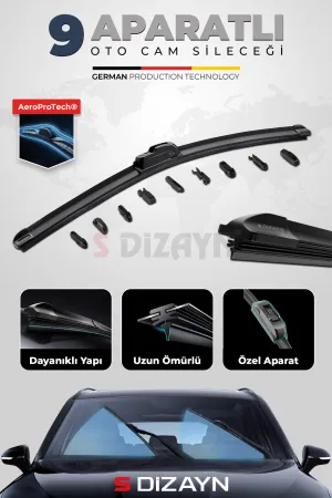 S-Dizayn 9 Aparatlı Oto Cam Sileceği 45 Cm 18 İnç Universal A+ Kalite thumb 2