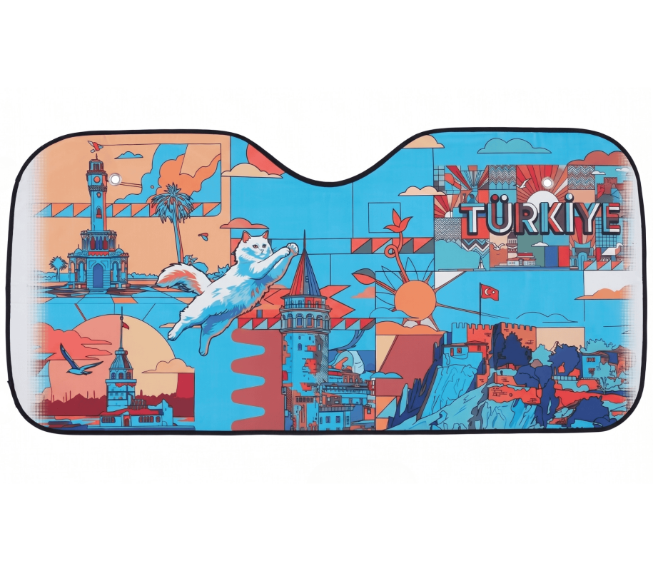 Universal Cam Ürünleri Ön Cam Güneşlik uyumlu Balonlu Türkiye Bayrağı model 135x65 cm / PEONY22 modelleri DRS Tuning'de. Kaliteli malzeme, hızlı kargo ve