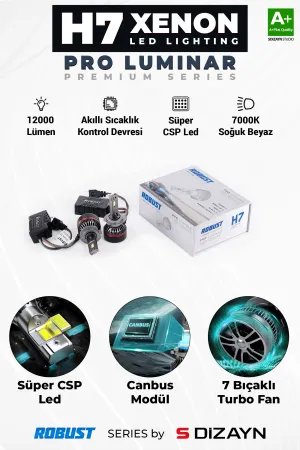 Universal uyumlu Pro Luminar H7 Led Xenon / 60W / 12000LM / 7000K A+ Kalite modelleri Oto Aksesuar Shop'de. Kaliteli malzeme, hızlı kargo ve güvenli
