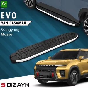 Universal uyumlu Ssangyong Musso Elektrikli Evo Aluminyum Yan Basamak 223 Cm 2025 Üzeri A+ Kalite modelleri DRS Tuning'de. Kaliteli malzeme, hızlı kargo ve