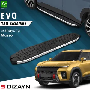 Universal uyumlu Ssangyong Musso Elektrikli Evo Krom Yan Basamak 223 Cm 2025 Üzeri A+ Kalite modelleri DRS Tuning'de. Kaliteli malzeme, hızlı kargo ve güvenli
