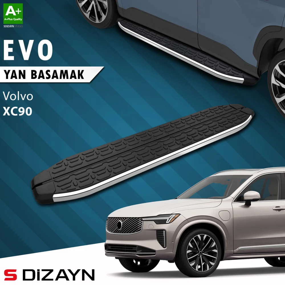 S-Dizayn Volvo XC90 Makyajlı Hybrid Evo Krom Yan Basamak 203 Cm 2024 Üzeri A+ Kalite