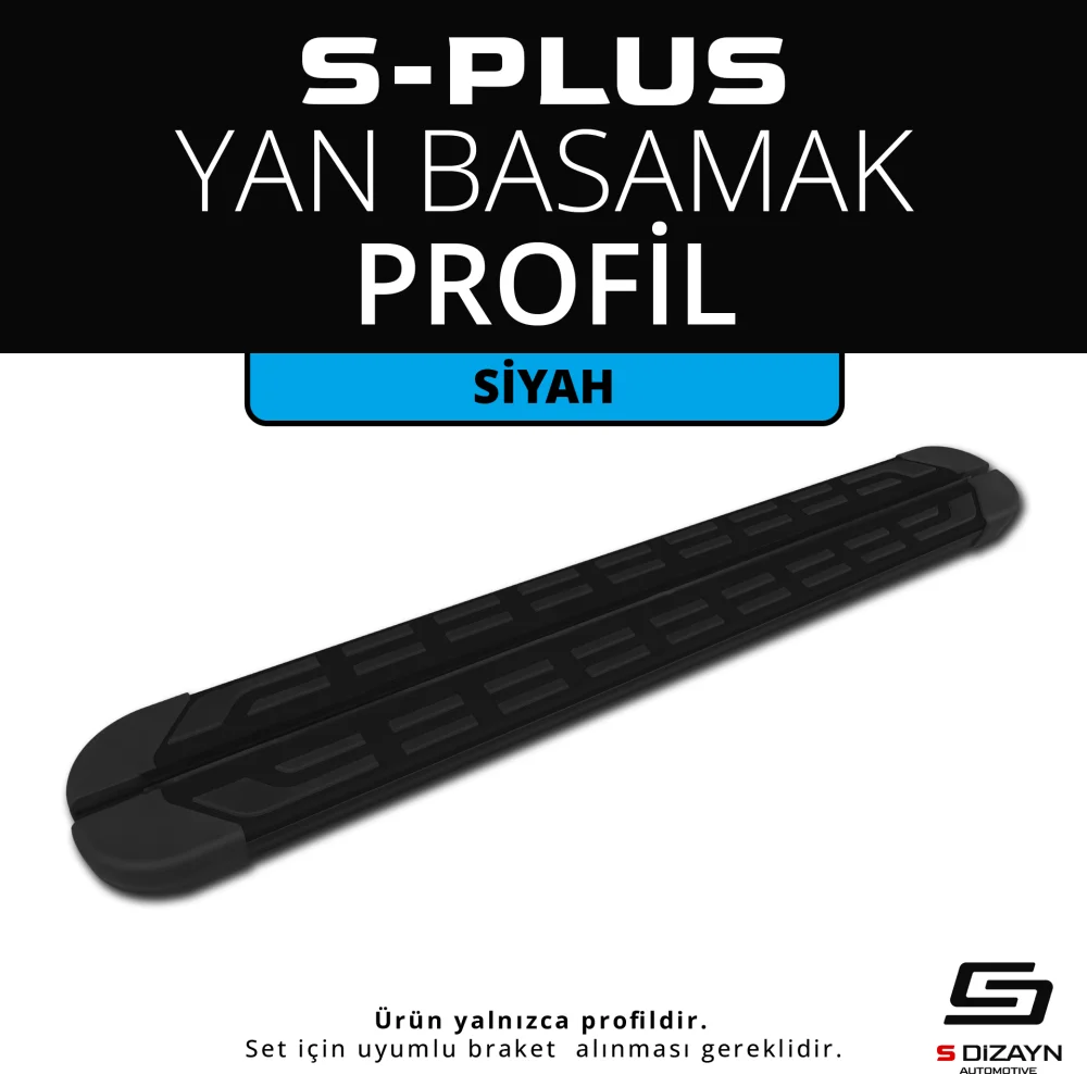 S-Plus Siyah Yan Basamak Profil 163 Cm Etekli